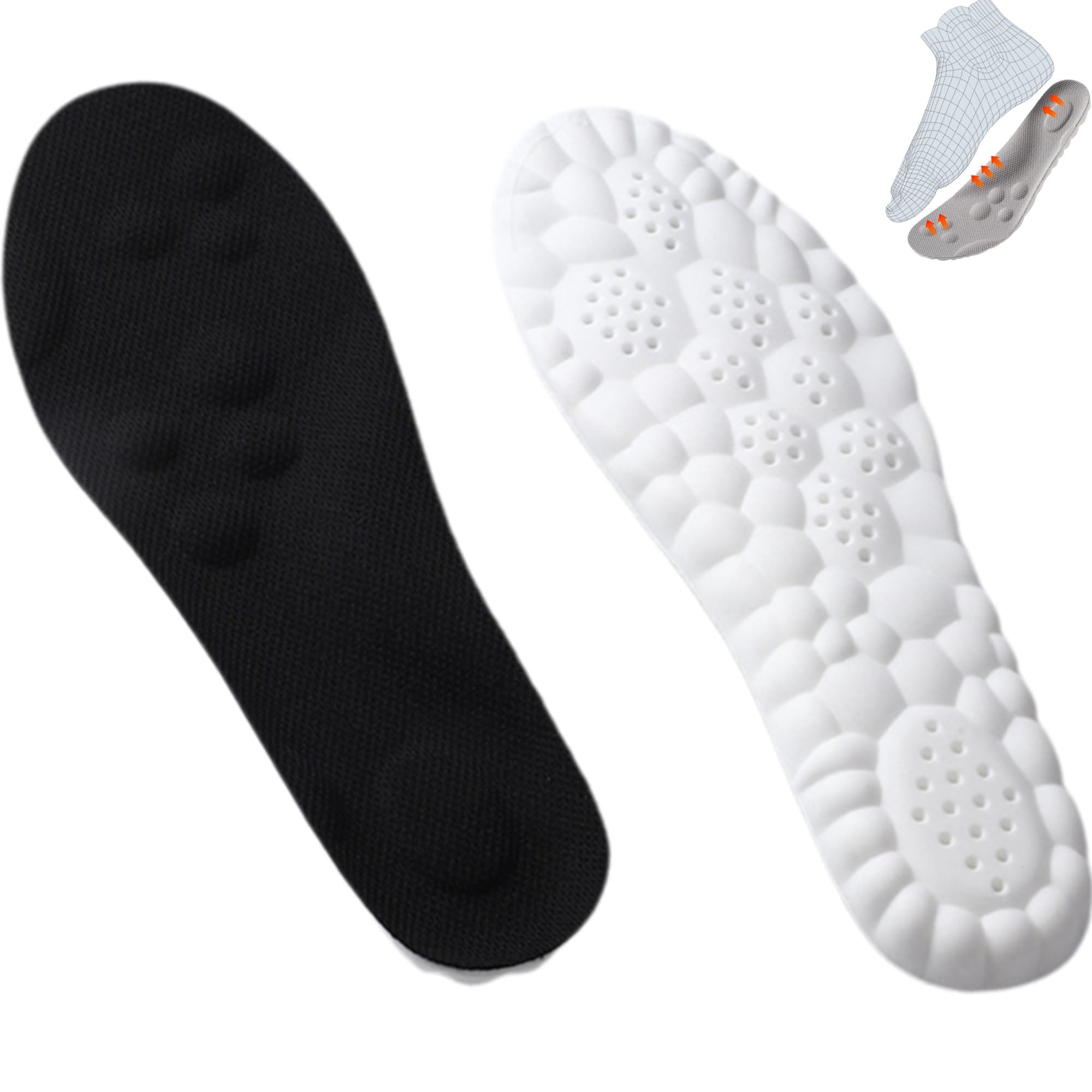 Arch Support Shoe Inserts, Cloud-Like Memory Foam Insoles , Memory Foam  Breathable Shock, 2 Pairs Shock Absorption Sports Insole for Men & Women -  Walmart.com