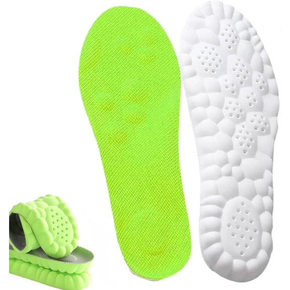 Footstr Insoles, Footstr – Insolex, Breathable Soft Foam Shoe Insole, 4D Elastic Cloud Soles Lightweight Arch Support Inserts, Shock Absorption Sports Insoles, for Women & Men (Green, 39-40)