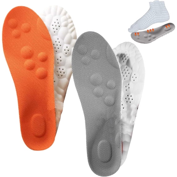Footstr Insoles for Men, 2025 New Footstr Breathable Soft Foam Shoe Insole with Arch Support, 4D Cloud Elastic Comfort Memory Massage Insole for Mens Women Kids