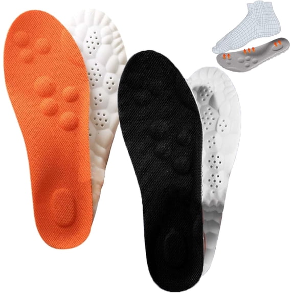 Footstr Insoles for Men, 2025 New Footstr Breathable Soft Foam Shoe Insole with Arch Support, 4D Cloud Elastic Comfort Memory Massage Insole for Mens Women Kids