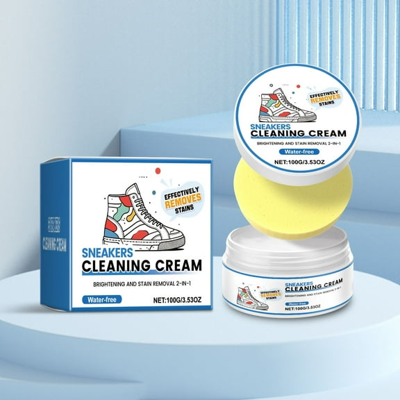 Footwear Cleaner Shoe Stain Remover Paste Sneaker Cleaning Cream Spot Cleanser For Uppers Soles Laces Shoe Restoration Kit Care Kit Shoe Cleaner Color Free Size Plastic Bottle color