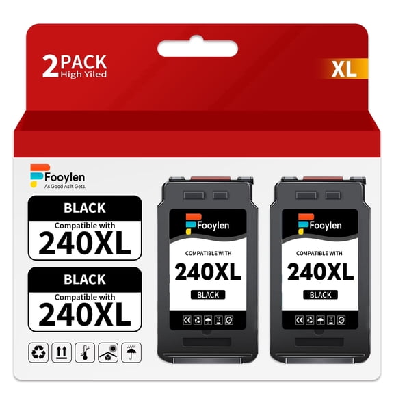 Fooylen 240XL Black Ink Cartridge Compatible for Canon PG-240XL Ink Cartridges Compatible with Canon Pixma MG3620, MG3520, MX452 Printer (2 Black)