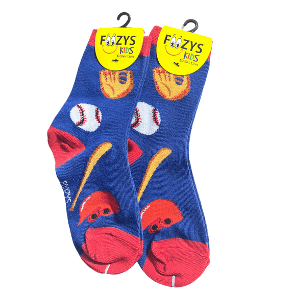 Foozys Boys Fun Baseball - Funny Cool Colorful Crew Socks