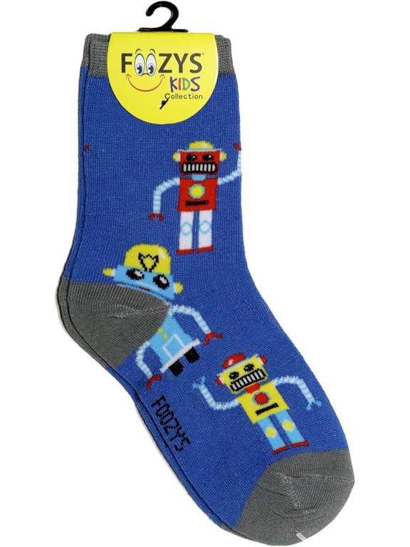 Boys Fun Robots Funny Cool Colorful Crew Socks