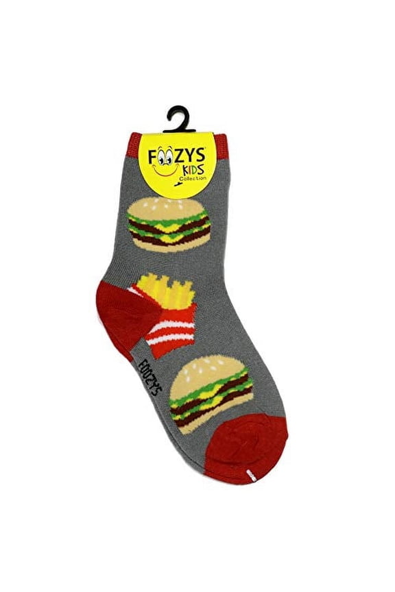Kids Boys Hamburgers & Fries- Crazy Funny Cool Colorful Crew Socks