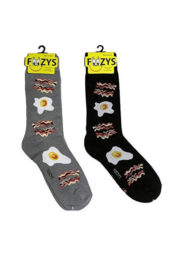Men’s Bacon & Eggs - Food & Drink Novelty Crew Socks | 2 Pair