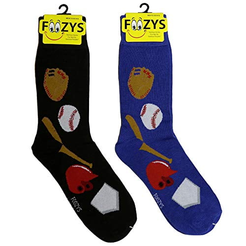 Foozys Men’s Baseball Cool Sports Novelty Crew Socks | 2 Pair