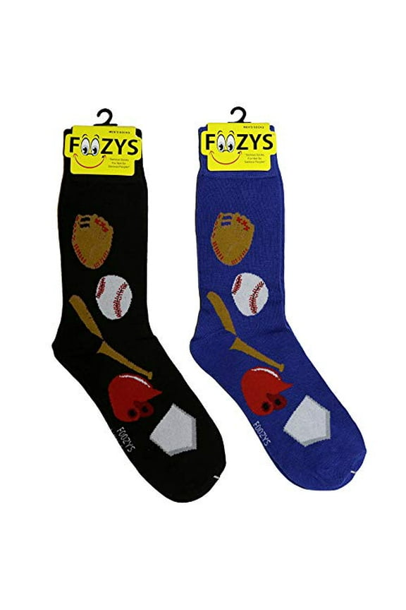 Men’s Baseball Cool Sports Novelty Crew Socks | 2 Pair