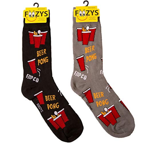 Foozys Men’s Beer Pong Late Night Party - Up to No Good Novelty Socks | 2 Pair