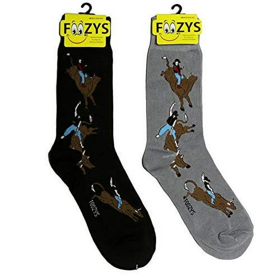 Foozys Men’s Bull Riding Cool Sports Novelty Crew Socks | 2 Pair