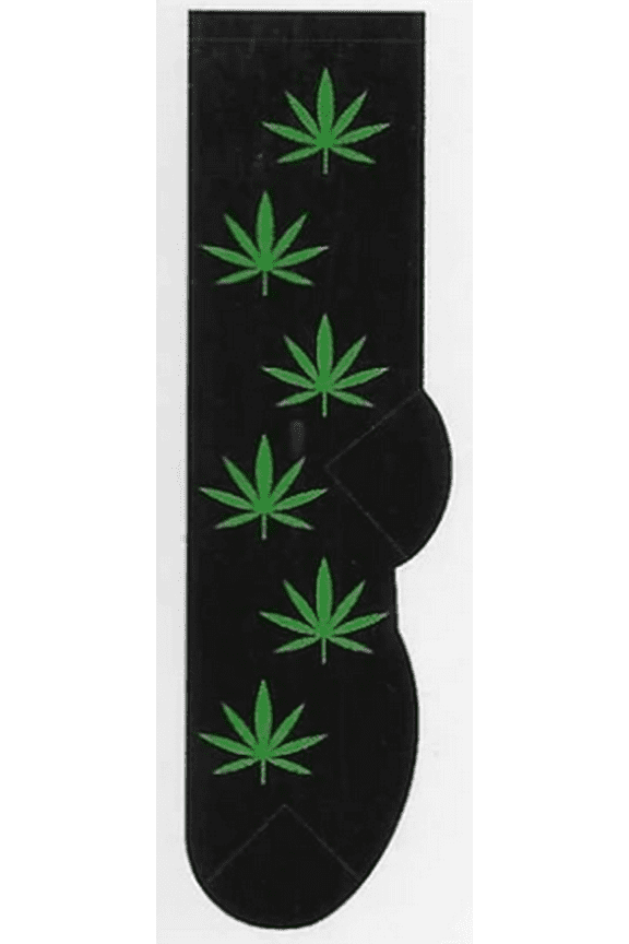 Men's Crazy Fun Cool Cannibus Themed Novelty Crew Socks | 2 Pairs Included in Two Colors