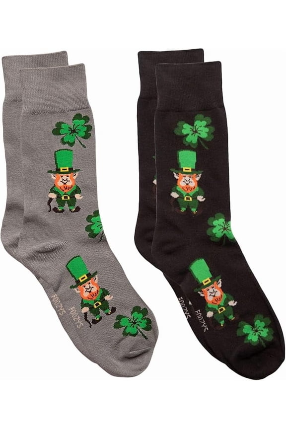 Men's Crew Socks | Cute Fun Leprechaun Themed Novelty Socks | 2 Pair