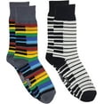 thumbnail image 1 of Foozys Men’s Crew Socks | Fun Fancy Piano Keys Themed Fashion Novelty Socks | 2 Pairs Included in Two Colors, 1 of 5