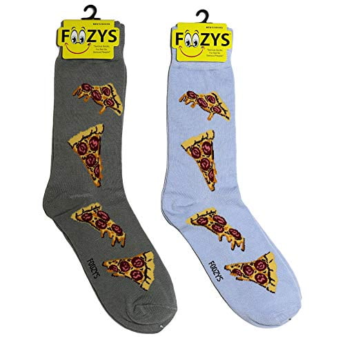 Foozys Men’s Pizza Slice l Food & Drink Novelty Crew Socks | 2 Pair