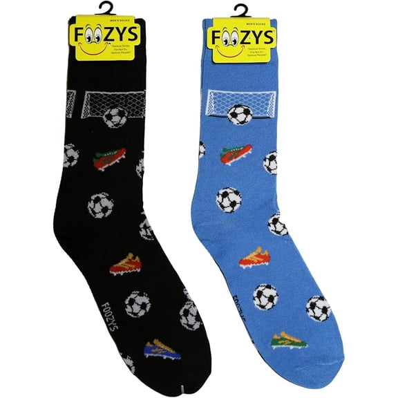 Foozys Men’s Soccer Cool Sports Novelty Crew Socks | 2 Pair