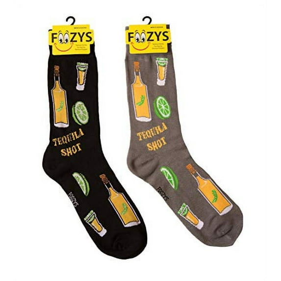 Foozys Men’s Tequila Shot Late Night Party - Up to No Good Socks | 2 Pair