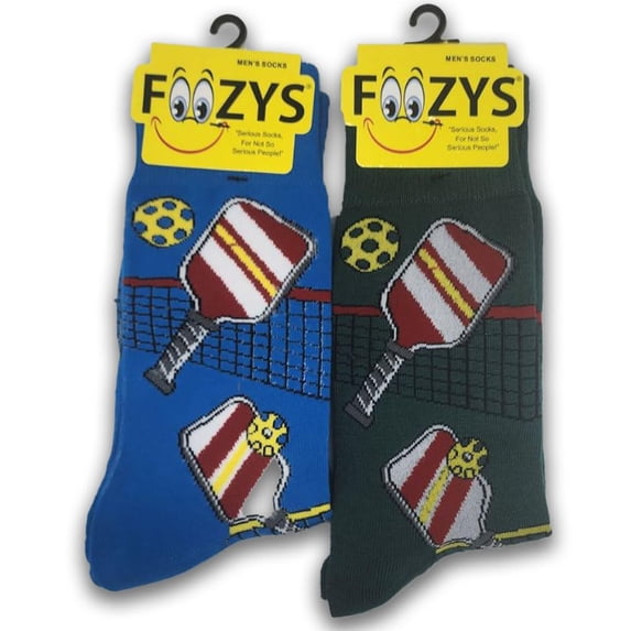 Foozys Mens Crew Socks | Pickelball Style Novelty Socks | 2 Pair