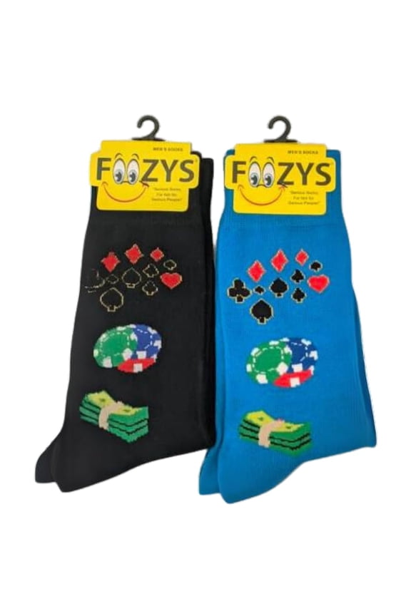 Poker Night Men's Themed Socks | 2 Pairs Included in Two Colors