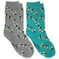 thumbnail image 1 of Foozys Small/Medium Novelty Crew Socks | Buzzy Bees Cute, Fun & Makes a Great Gift! | 2 Pair (Green & Grey) | Women’s Shoe Size 4-10, 1 of 8