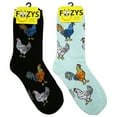 thumbnail image 1 of Foozys Small/Medium Novelty Crew Socks | Cluck, Cluck Hens Cute, Fun & Makes a Great Gift! | 2 Pair (Black & Teal) | Women’s Shoe Size 4-10, 1 of 8
