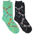 thumbnail image 1 of Foozys Small/Medium Novelty Crew Socks | Dragonflies Cute, Fun & Makes a Great Gift! | 2 Pair (Black & Teal) | Women’s Shoe Size 4-10, 1 of 8