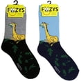 thumbnail image 1 of Foozys Small/Medium Novelty Crew Socks | Relaxing Giraffe Cute, Fun & Makes a Great Gift! | 2 Pair (Blue & Grey) | Women’s Shoe Size 4-10, 1 of 4
