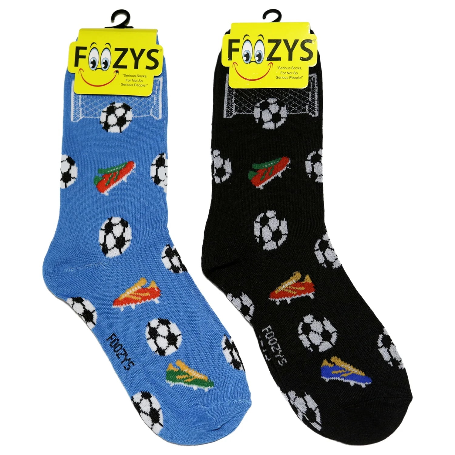 Foozys Small/Medium Novelty Crew Socks Soccer Balls & Boots Cute, Fun