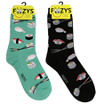 thumbnail image 1 of Foozys Small/Medium Novelty Crew Socks | Sushi & Chopsticks Cute, Fun & Makes a Great Gift! | 2 Pair (Black & Green) | Women’s Shoe Size 4-10, 1 of 8