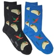 thumbnail image 1 of Foozys Small/Medium Novelty Crew Socks | Taco Time Cute, Fun and Makes a Great Gift! | 2 Pair (Black & Blue) | Women’s Shoe Size 4-10, 1 of 8
