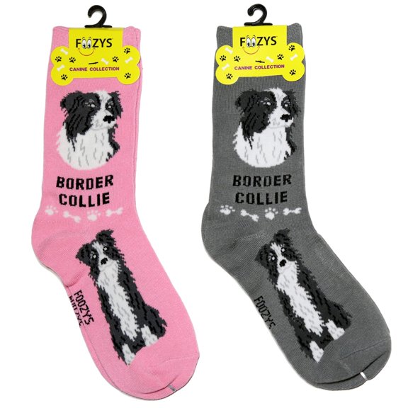 Foozys Unisex Crew Socks Canine Collection (Border Collie)