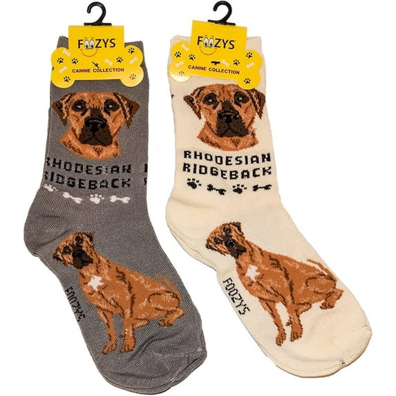 Foozys Unisex Crew Socks Canine Collection (Rhodesian Ridg)