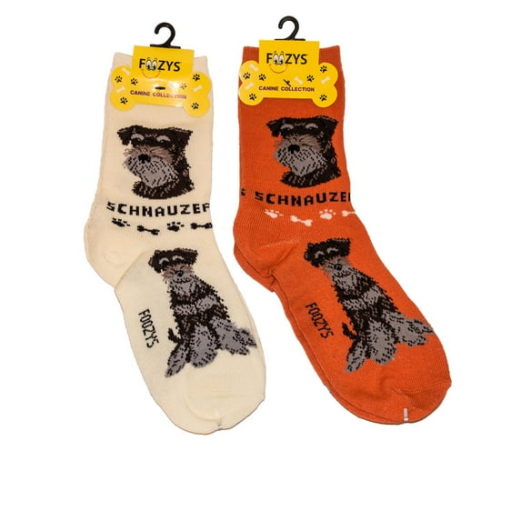 Foozys Unisex Crew Socks Canine Collection (Schnauzer)