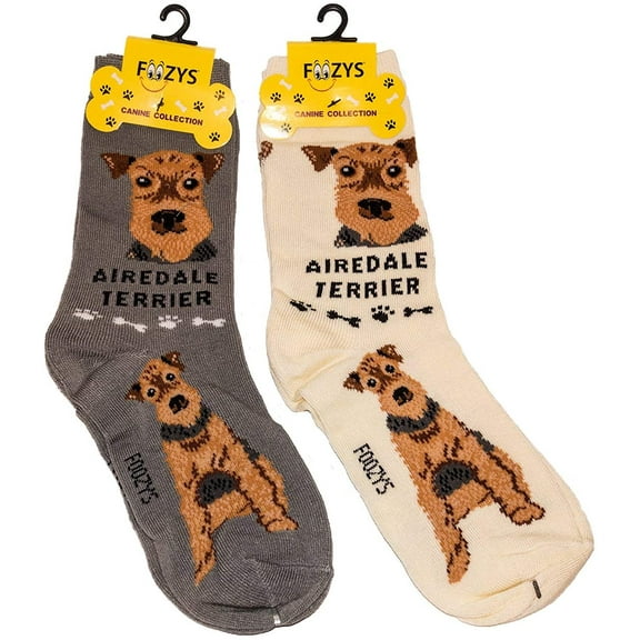 Foozys Unisex Crew Socks | Canine/Dog Collection | Unisex | Airedale Terrier