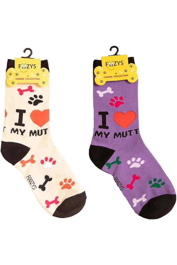 Unisex Crew Socks | Canine Rescue Dog Novelty Sock (2 Pair) | I Love My Mutt