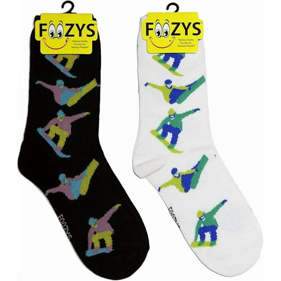 Foozys Women’s Crew Socks | Snowboarder Fun Sports Novelty Socks | 2 Pair