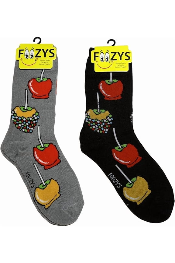 Womens Crew Socks | Candy Apples Carnival Fashion Novelty Socks | 2 Pairs Included in Two Colors