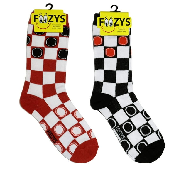 Foozys Womens Crew Socks | Checkers Fun And Funky Board Games Themed Novelty Socks | 2 Pairs Included in Two Colors