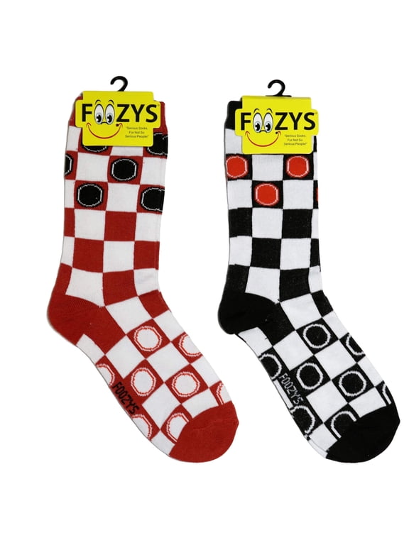 Womens Crew Socks | Checkers Fun And Funky Board Games Themed Novelty Socks | 2 Pairs Included in Two Colors