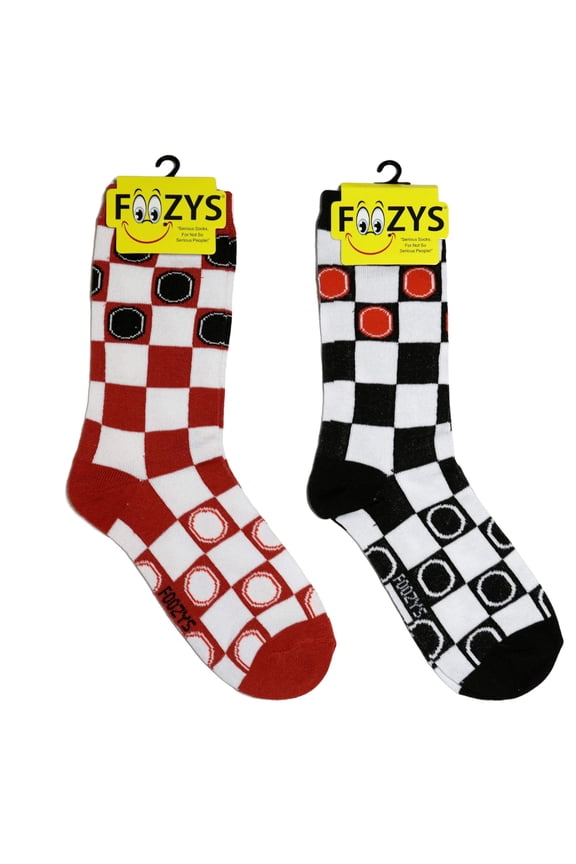 Womens Crew Socks | Checkers Fun And Funky Board Games Themed Novelty Socks | 2 Pairs Included in Two Colors