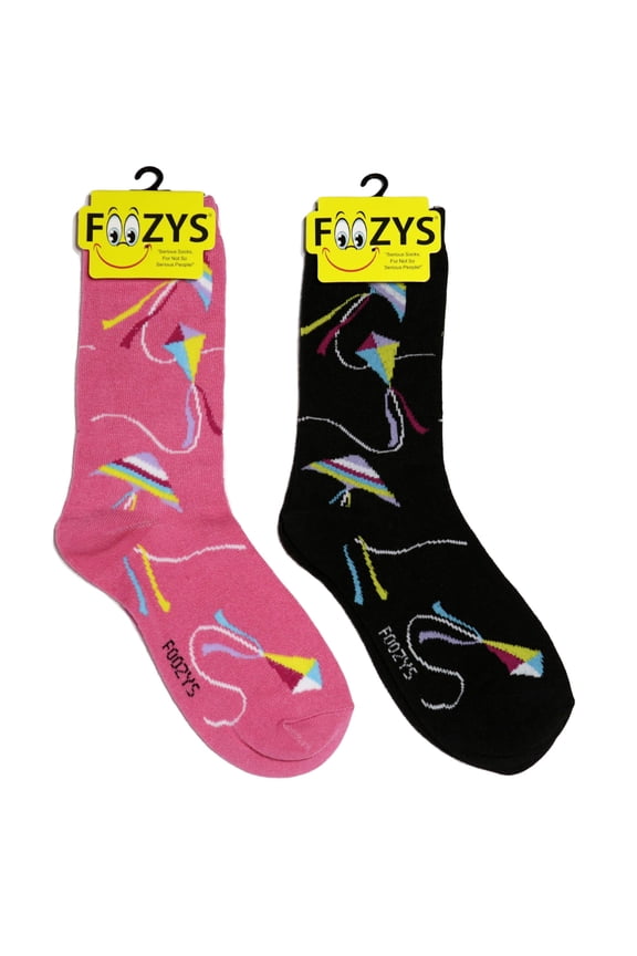 Womens Crew Socks | Colorful Kites Outdoors Themed Novelty Socks | 2 Pairs Included in Two Colors