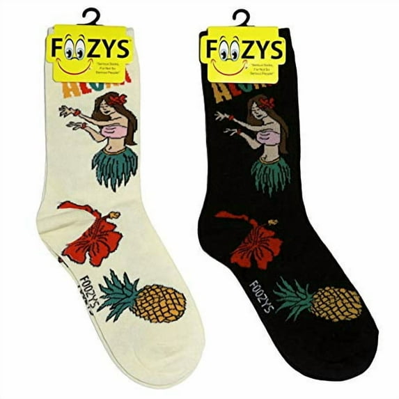 Foozys Women’s Crew Socks | Cute Sea Turtle Island Oasis Novelty Socks | 2 Pair