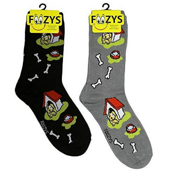 Foozys Women’s Crew Socks |Dog House Cute Farm Novelty Socks | 2 Pair