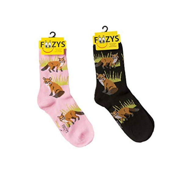 Foozys Women’s Crew Socks | Fox Cute Fun Farm Novelty Socks | 2 Pair
