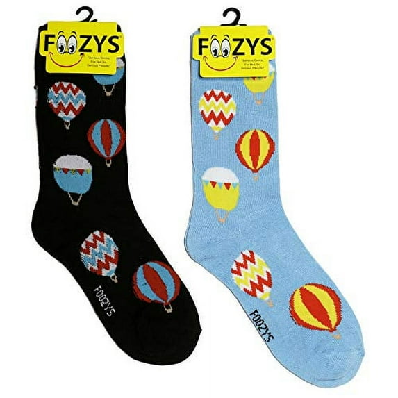 Foozys Women’s Crew Socks | Hot Air Balloons Outdoors Themed Novelty Socks | 2 Pairs Included in Two Colors