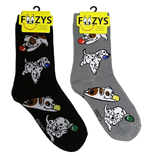 Foozys Women’s Crew Socks | Playful Puppies Farm Novelty Socks | 2 Pair