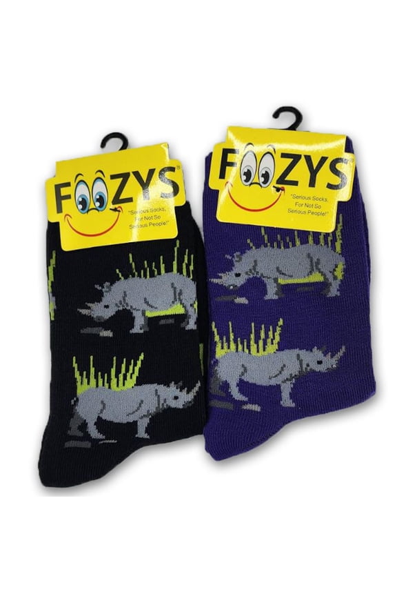 Womens Crew Socks | Rhinoceros Style Novelty Socks | 2 Pair