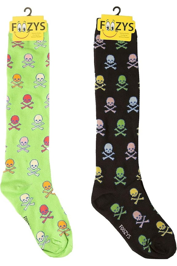 Womens Winter Novelty Casual Knee High Socks | Colorful Skulls & Cross Bones (2 Pair)
