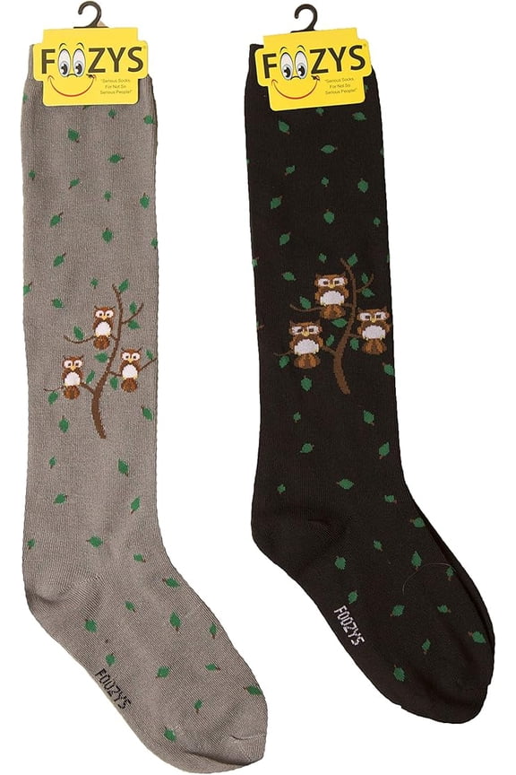 Womens Winter Novelty Casual Knee High Socks | Owl Family Tree (2 Pair)