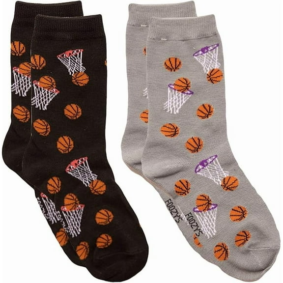 Foozys Womens Crew Socks | Fun Cool Sports Themed Fashion Novelty Socks | 2 Pair (Basketball)