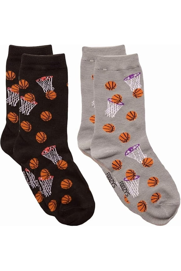 Womens Crew Socks | Fun Cool Sports Themed Fashion Novelty Socks | 2 Pair (Basketball)